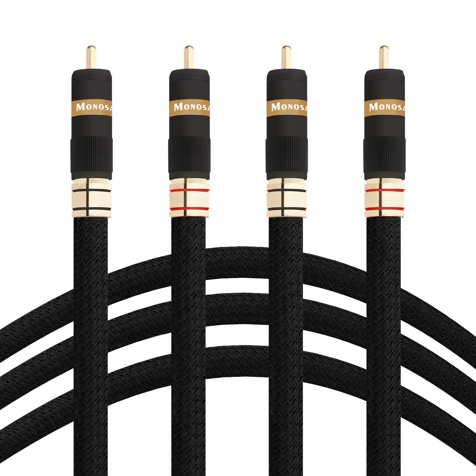 

Monosaudio RCA Audio Cable HiFi Audio RCA Male to RCA Male Stereo Audio Converter Cable OFC Audio Signal Cable RCA Cord 24k Gold Plated Pure Copper