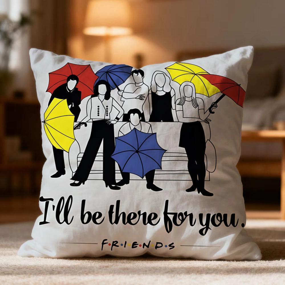 Fashion FFriendses Cushion Cover Soft Washable Pillow Case Multi-Scene for Couch Bed Travel Office Use