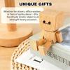 Handmade Shaking Wooden Figurine with 12 Magnetic Interchangeable Faces & Spring Legs - Stress Relief Home Decor Accent for Office Desk, Car Dashboard