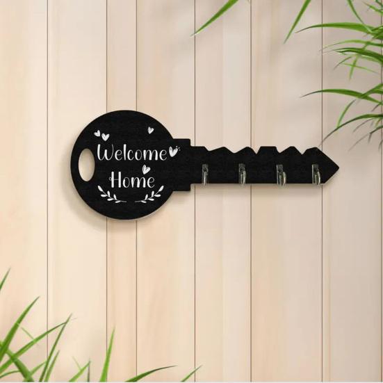 Key Hook Widened Back Plate Wooden Wall Rack Rustic Style Organizer for Entryway Kitchen