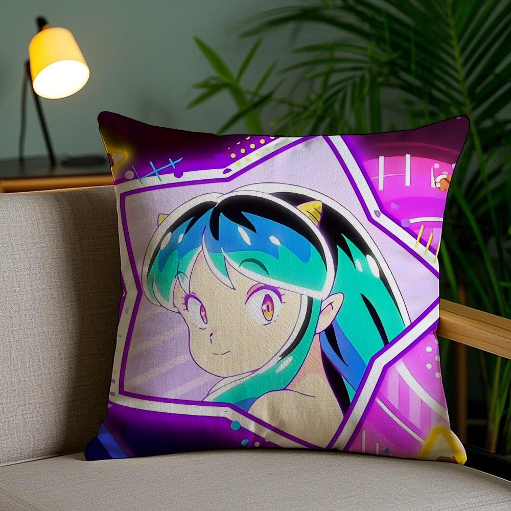 Anime Game U-Urusei Yatsura Cushion Cover Soft Short Plush Double-Sided Printing Home Decor Machine Washable Pillow Case Gift