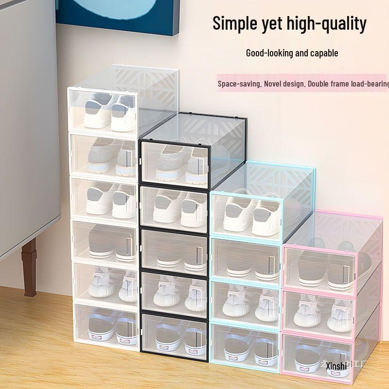 Thickened Double-Frame Transparent Shoe Storage Box - Dustproof & Moistureproof Shoe Rack for Home or Dorm
