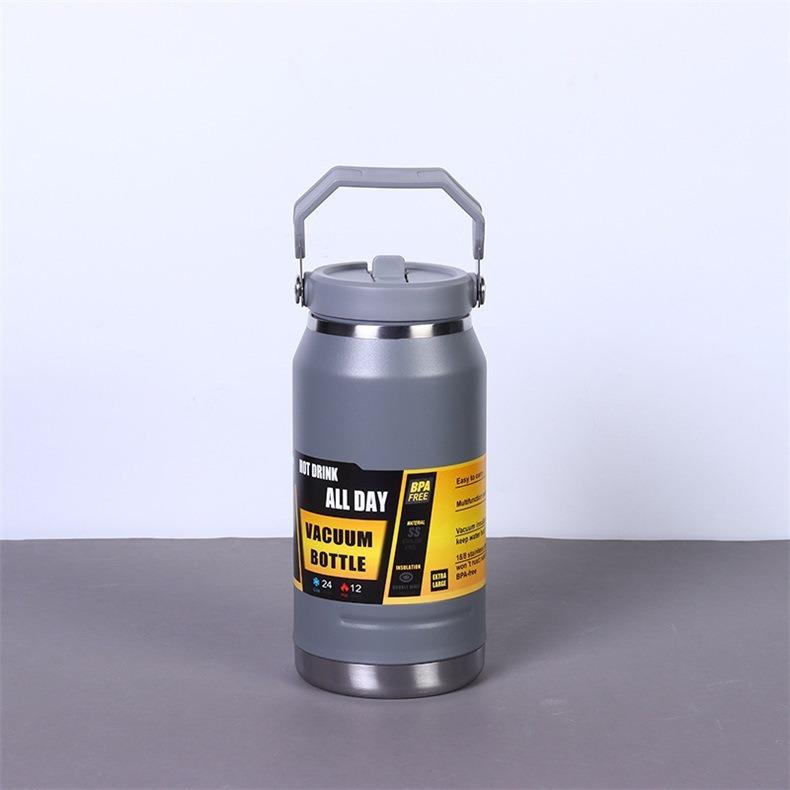 

American 304 stainless steel large ice bucket outdoor mountain climbing and cycling sports water bottle straw cup 1200ML серый