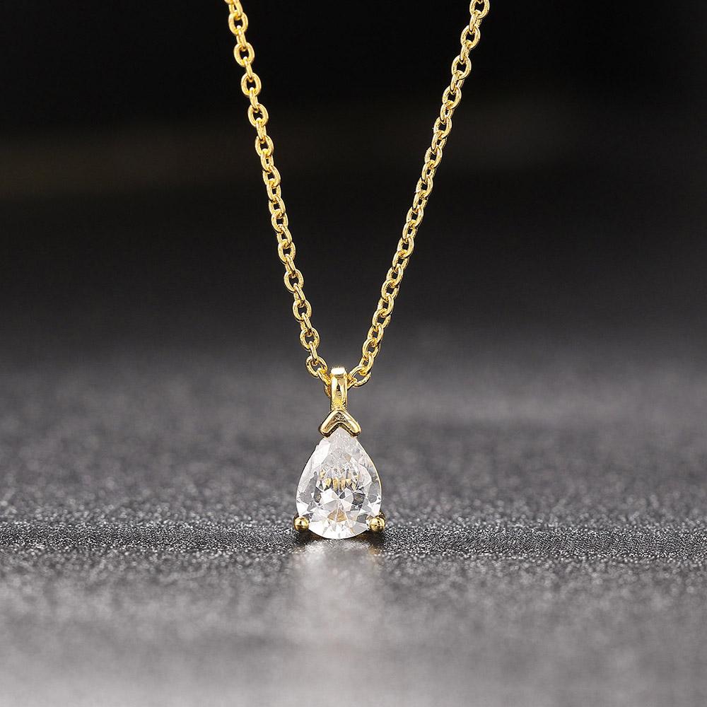 Waterdrop Pendant Necklace for Women Gold Crystal Choker Chain Korean Necklaces Accessories Jewelry N511