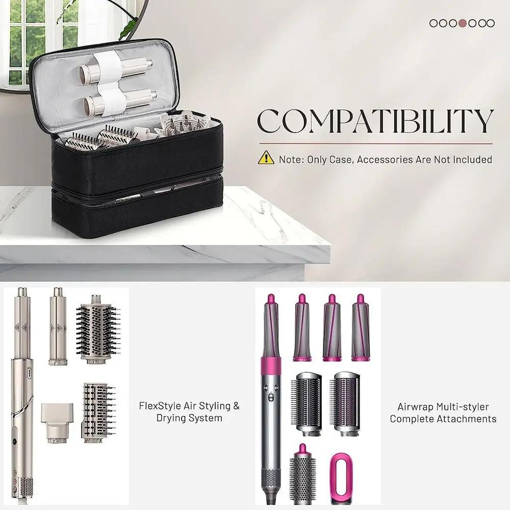Double-Layer Hair Dryer Case Large Capacity Portable Hair Curler Bag Waterproof for Shark Flexstyle/Dyson Airwrap