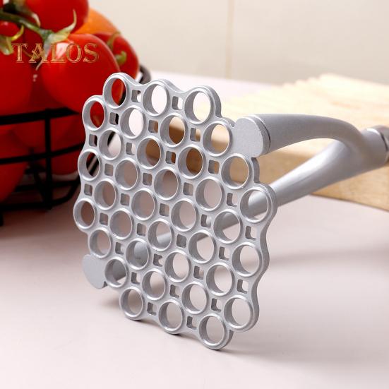 Stainless Steel Potato Press Masher with Wooden Handle Lightweight Rust-proof Kitchen Tool for Mashing Vegetables Fruits Beans