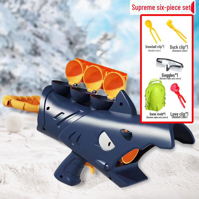 Lanzador de bolas de nieve de tiburón transfronterizo para exteriores para juegos de nieve infantiles