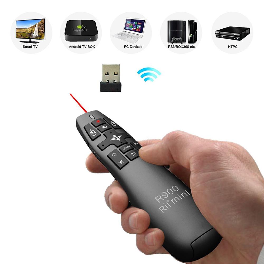 

RII R900 RT-MWK14 2.4GHz Mini Wireless Air Mouse Presenter with Red Laser Pointer As Shown A