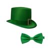 Green Felted Hat Tie Set Festives Celebrations Hat Retros Gentleman Hat Costume Accessory