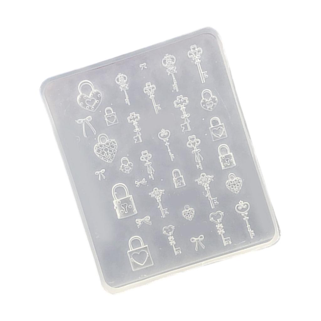 Silicone Nail Embellishment Molds Lock Key Theme Small Accessories Crafting Molds Present for Beauty Enthusiasts