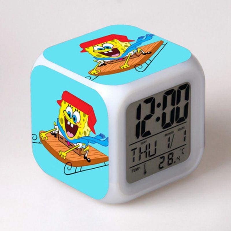 7 Color Glowing Digital Alarm Clock With Date Week Temperature And Snooze Functions