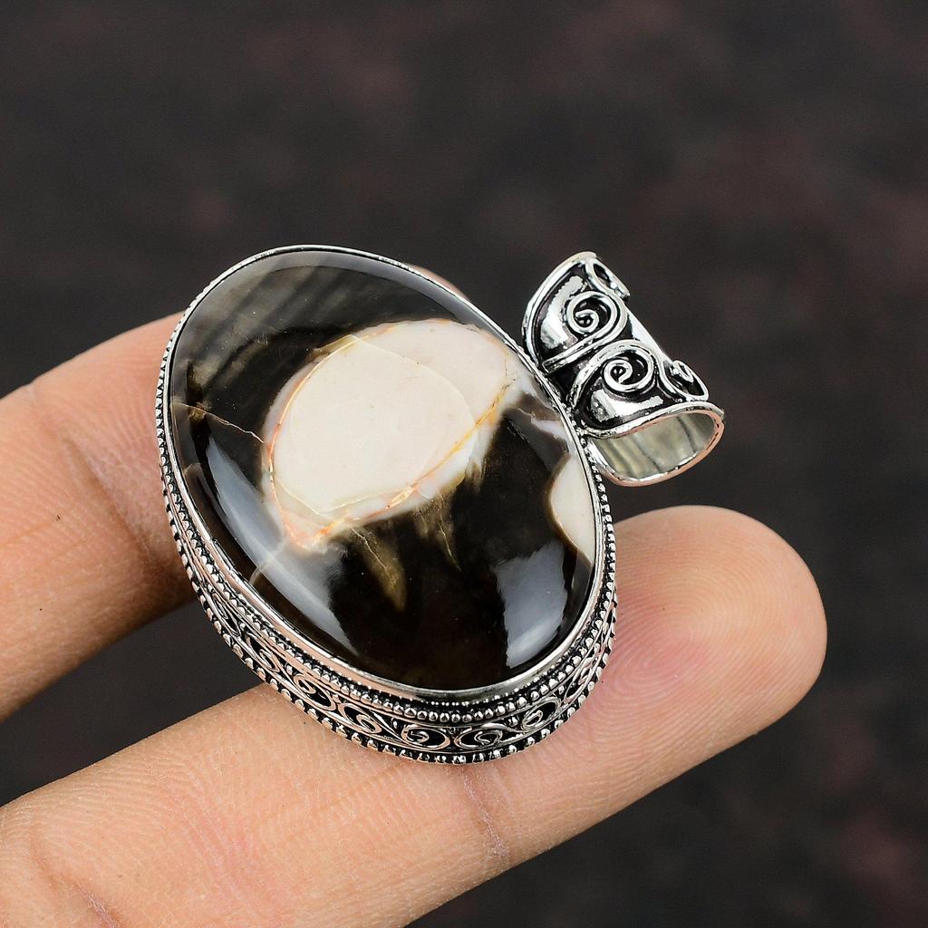 Peanut Wood Jasper Pendant 925 Sterling Silver Pendant Handmade Real Gemstone Pendant Vintage Pendant For Women Elegant Jewelry Gift For Her