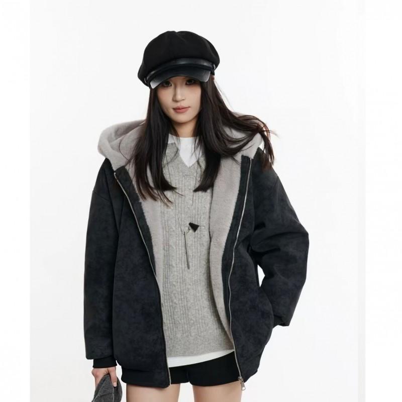 Mens Winter PU Leather Hooded Puffer Jacket With Faux Fur Collar Thick Warm Cotton Fill Casual Loose Fit