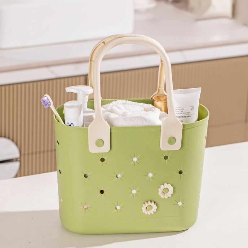 Simple Storage Bathroom Basket Household Portable Hollow Drain Storage Basket Student Dormitory Bathing Basket