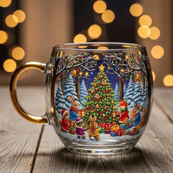 Halloween Mug Funny Tea Coffee Cup 400ml Hand-Painted Spooky Glass Cup for Hot Cold Drinks Christmas Party Gift Stocking Stuffer