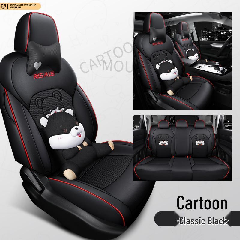 Roewe PLUS All-Season Full Coverage Leather Mesh Fabric Car Seat Cover for Five-Seaters