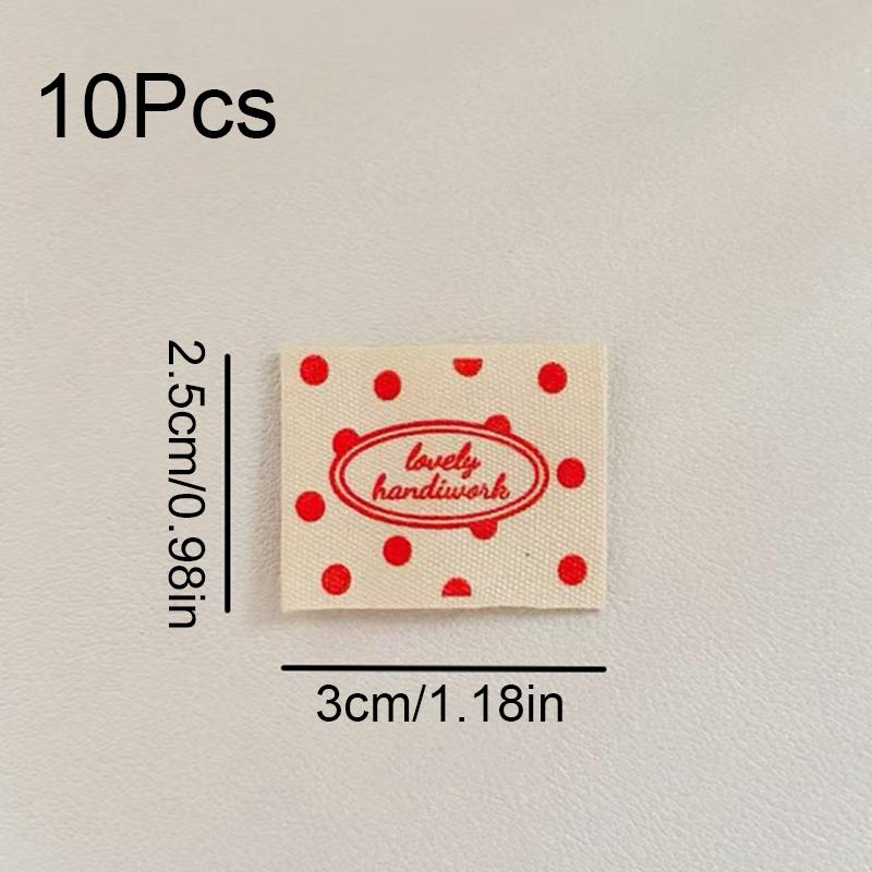 

10PCS Cotton Fold-over Label Vintage Style Apparel Label Minimalist Bag Tag Wave Point Bear Cloth Label 3x2.5cm/3.7x3cm