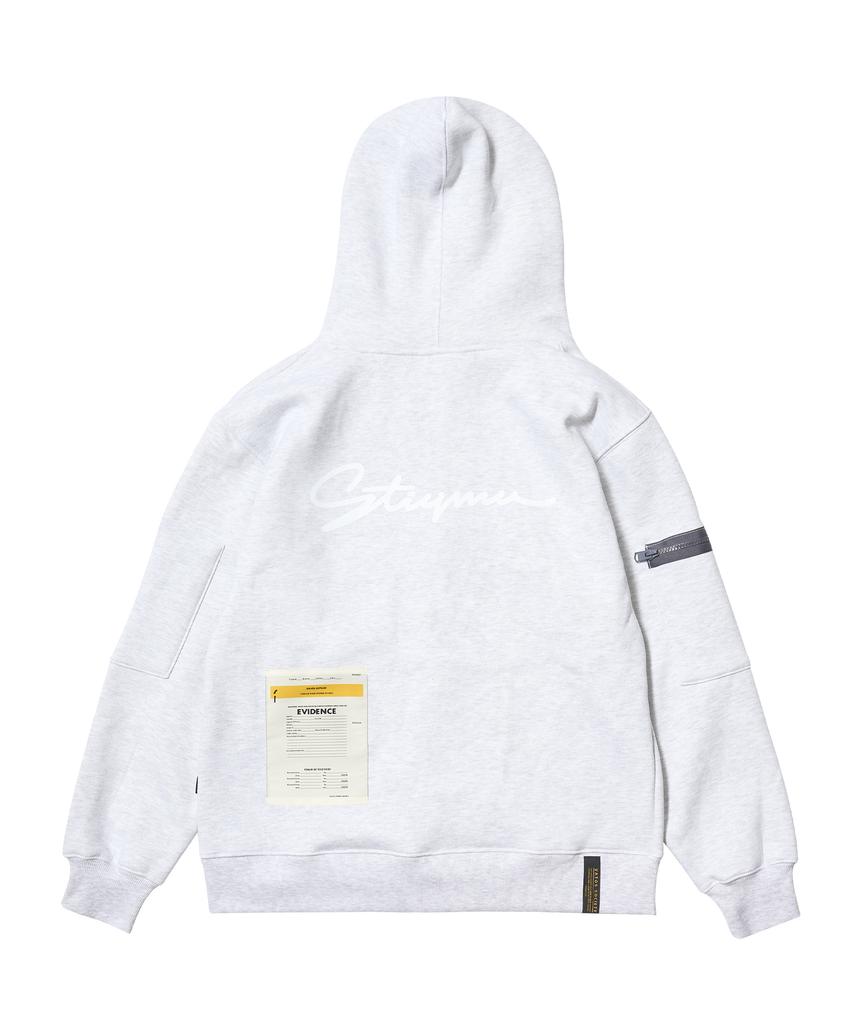 Stigma Zipper Oversized Zip Up Hoodie White Melange