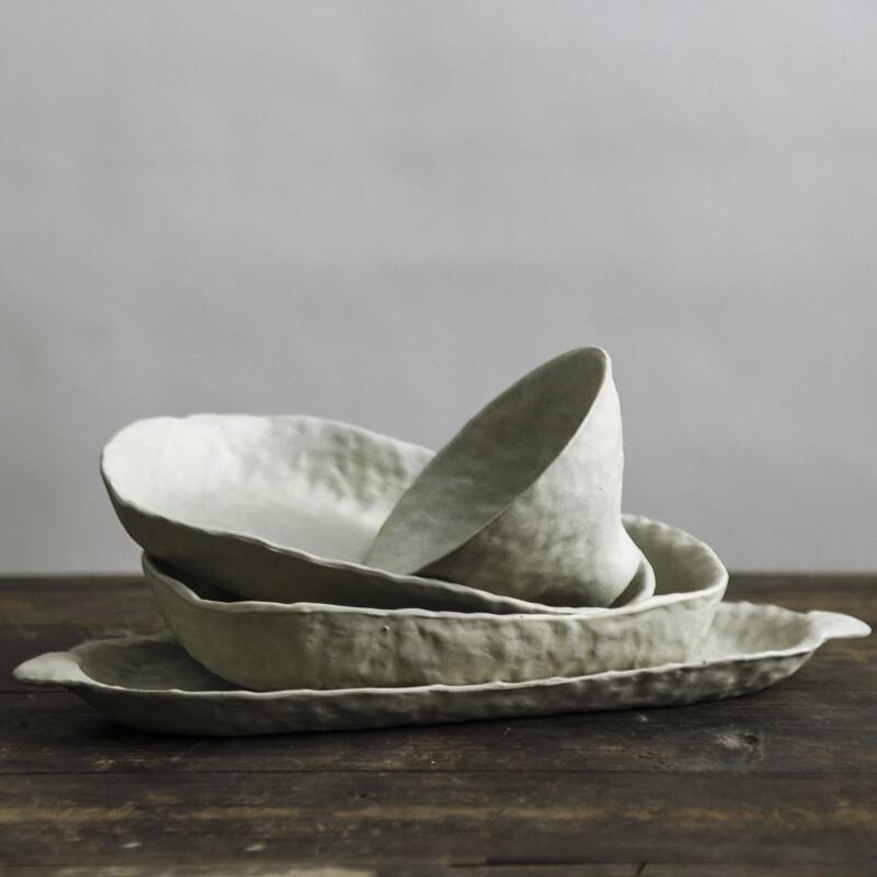 Ru Han Japanese Style Triple Compartment Ceramic Serving Dish
