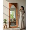 Wooden Wall Decor Mirror With Glass | Indian Bedroom Mirror | Living Room Furniture Decor ,Indian Brass Fitted Mirror For Home Decor