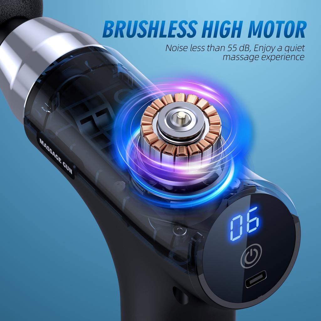 LCD Fascial Massage Gun Electric Percussion Touch Switch Pistol Massage Whole Body Neck Deep TissueMuscle Relaxation Fitness