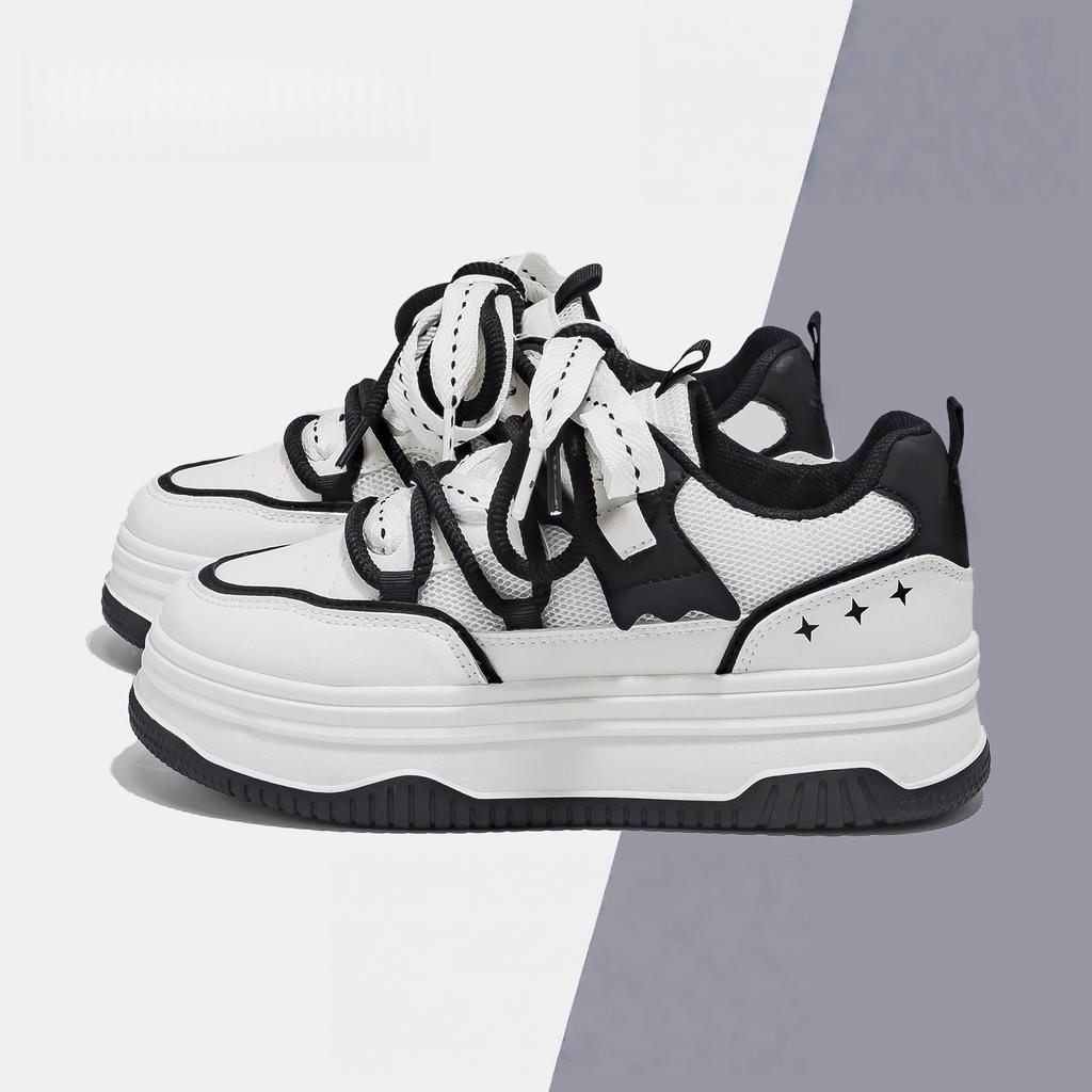 Student Versatile Platform White Shoes Women's 2025 Summer New Popular Mesh Breathable Board Shoes Casual Campus Women's Shoes
