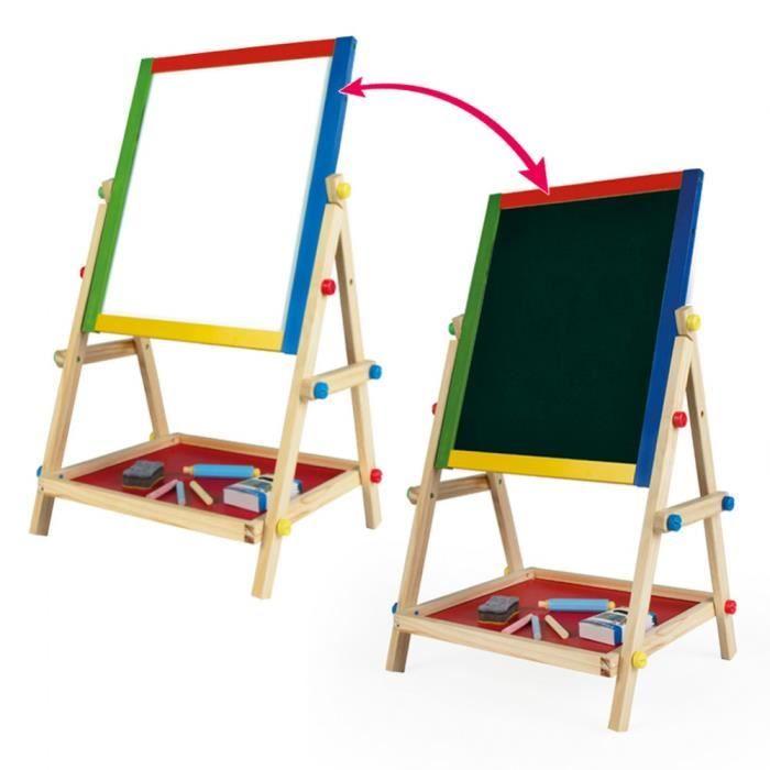 Tableau double - WOOMAX - Ardoise avec support en bois - 2 en 1 - Pour enfants à partir de 3 ans - Mixte