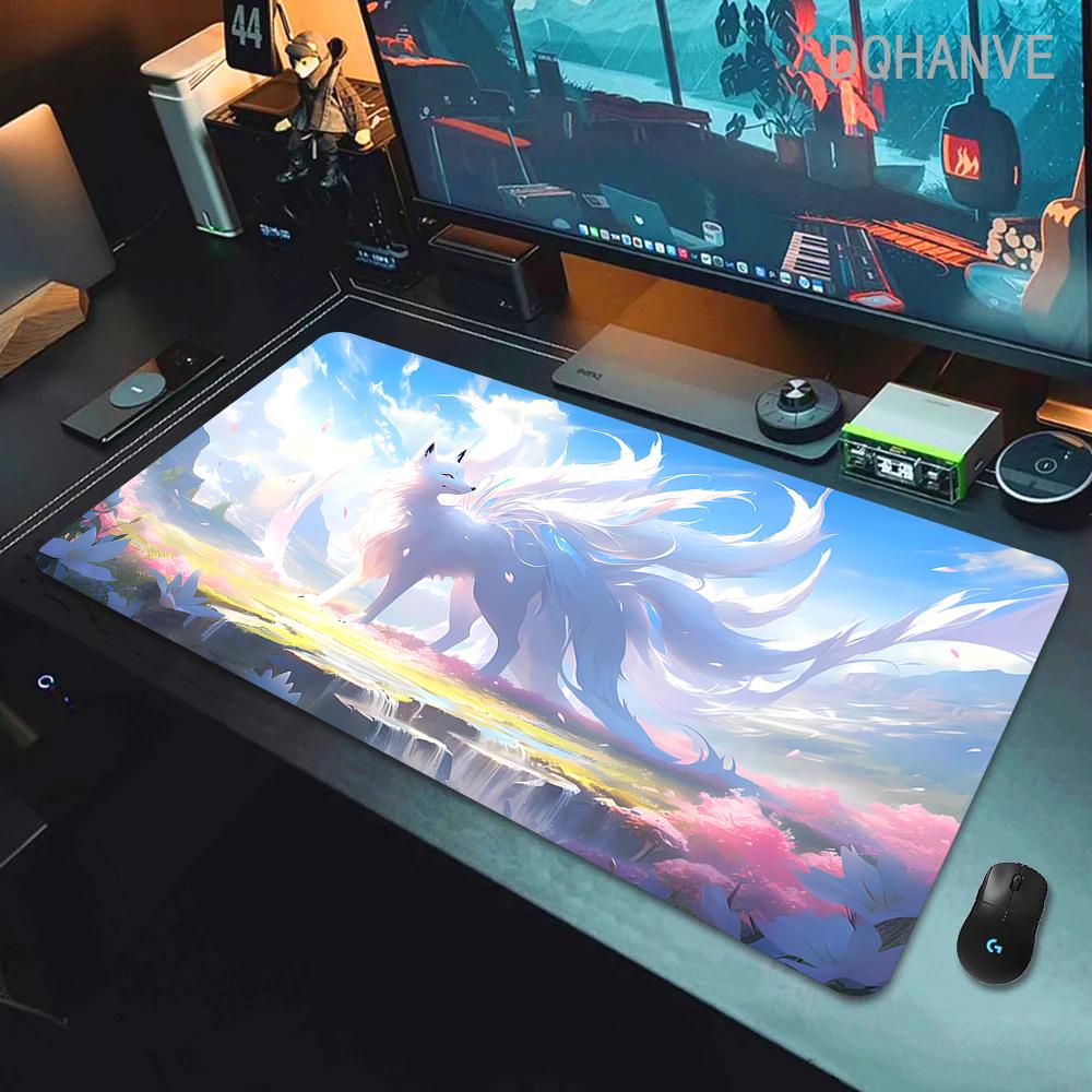 Fox Large Gaming Mousepad XXL Gamer Mouse Pad Office Long Table Accessories Mouse Mat Kawaii Desk Mat For Girl Decorates Bedroom