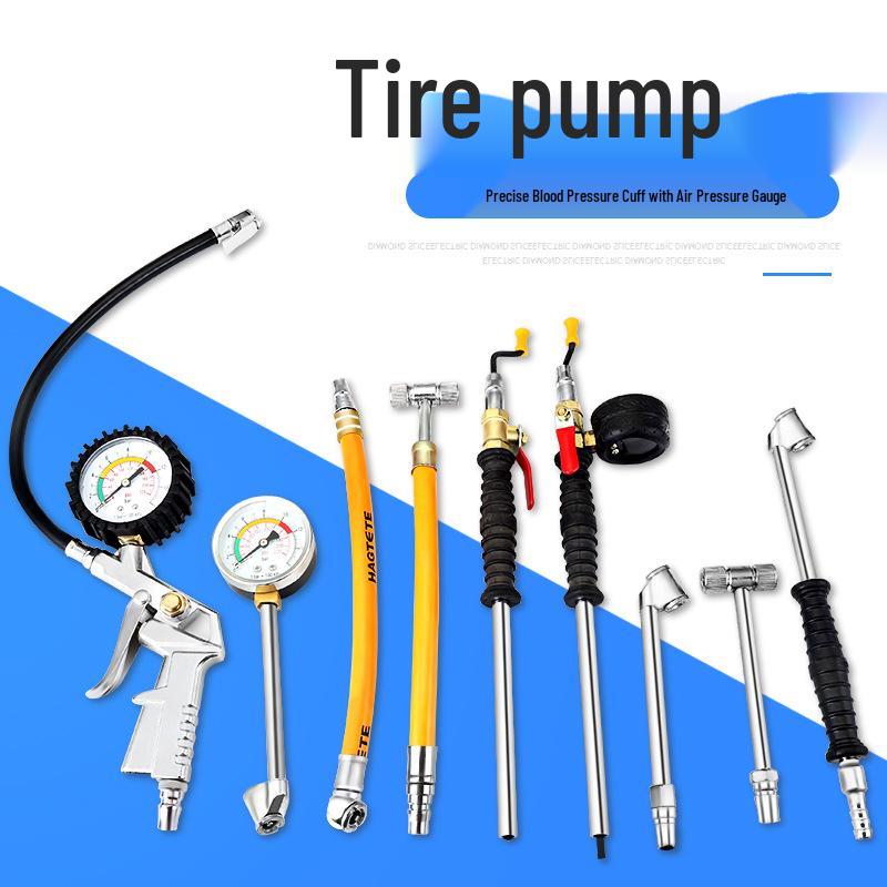 Tire Inflation Nozzle with Pressure Gauge for Car, Bicycle, and Motorcycle