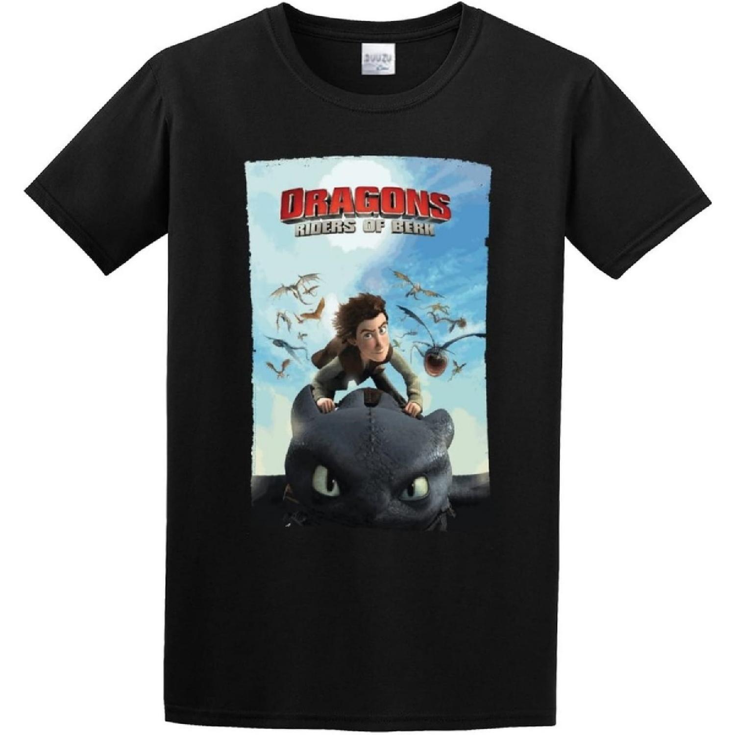 XIAOLAJI Dragons Riders of Berk Unisex 100% Cotton Short-Sleeve T-Shirts Black XXXXXL разноцветный