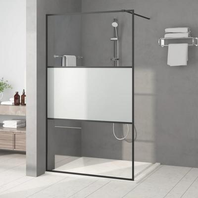 Vidaxl Shower Wall, Black, 115X195 Cm, Semi-Frosted ESG Glass