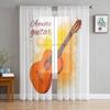 Guitar On Yellow Paint Sheer Curtains For Bedroom Living Room Tulle Curtains For Kitchen Window Voile Curtains