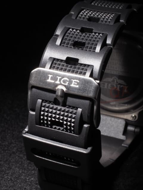 LIGE 8922 Watch Matte Black Chronograph Waterproof Swimming Marine Sports Outdoor Sports Watch Canyoning Stopwatch second second Digital Analog 5 ATM