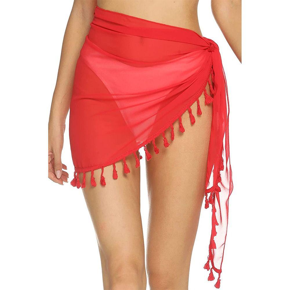 with Tassels Women's Short Sarongs Sexy Cover Ups Bathing Suit New Swim Skirt  for Women Girls