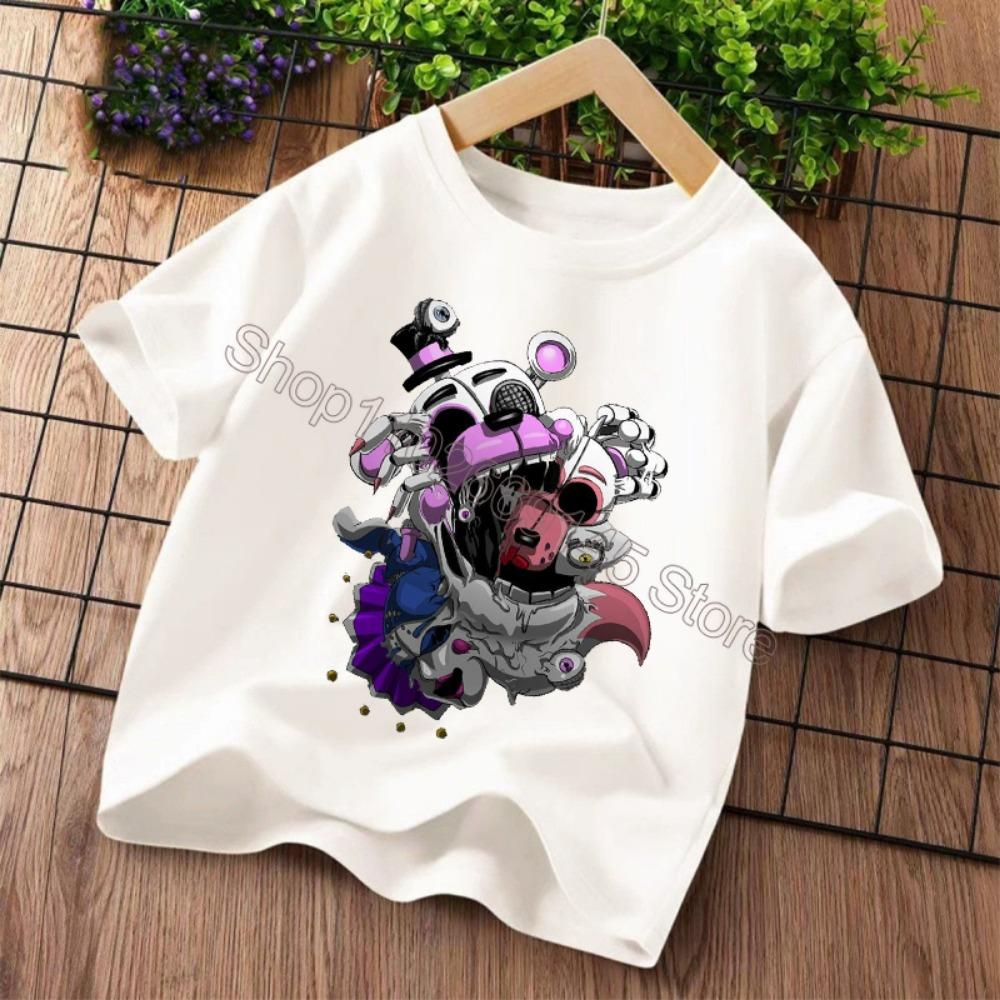 Nowe Koszulki Dziecięce Five Nights At Freddys T-shirt z Graficznym Rysunkiem FNAF Dziecięce Codzienne Sportowe Koszulki z Krótkim Rękawem Ubrania dla Dzieci