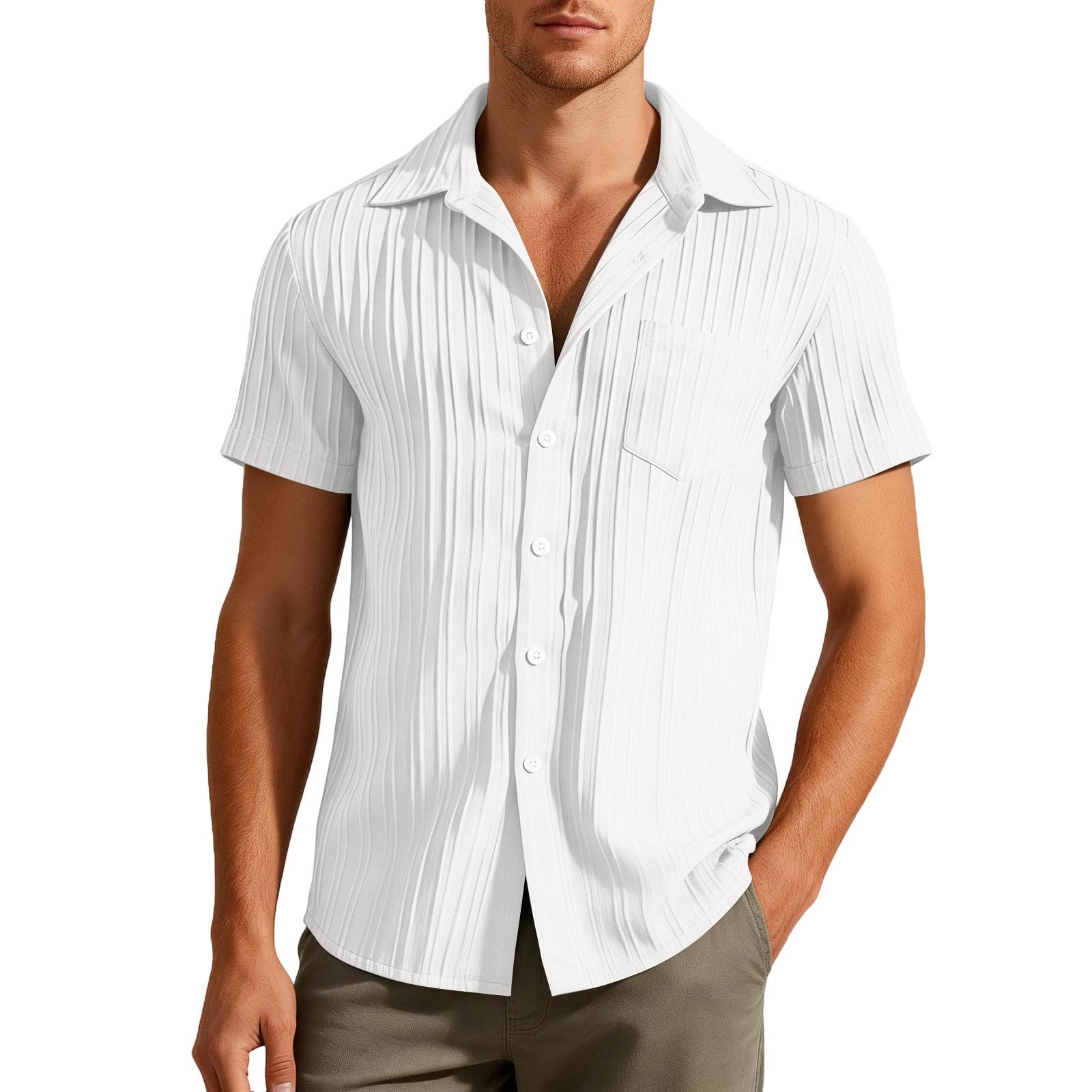 

Men s Summer Shirt With A Collar, Color, Short Sleeves, And Buttons The Front. XL білий