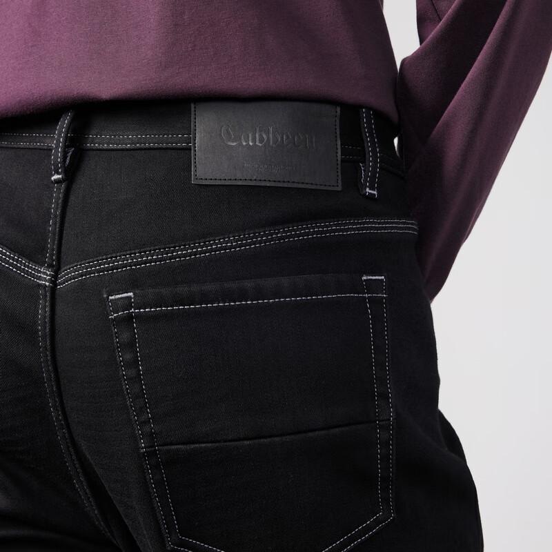 CABBEEN Men's Black D9 Velvet Warm Winter Jeans