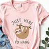 Fun Sloth Here To Hang T-Shirt, Funny Sloth Tee, Cute Sloth Shirt, Relaxing Sloth Shirt, Sloth Lover Gift, Lazy Sloth Shirt, Hangout Sloth