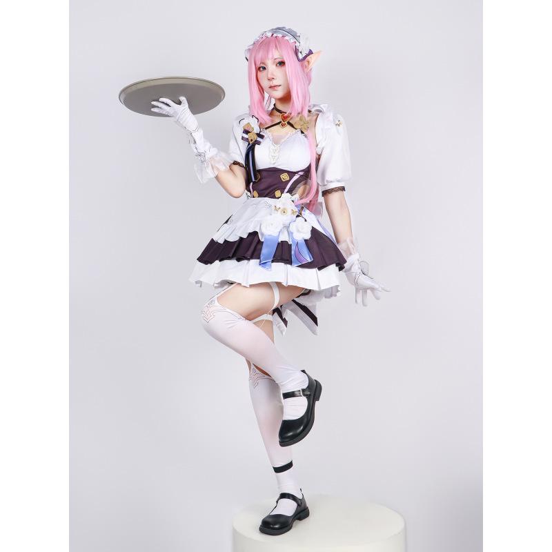Elysia Cosplay Francouzská služka Costume Impact 3 Karneval Uniform Paruka Anime Halloween Kostýmy Muži Hra