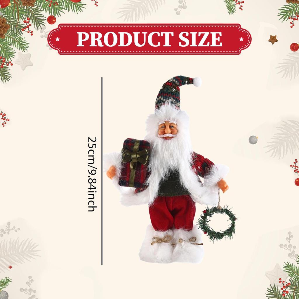 Santa Claus Figurine Christmas Doll Toy Adornment Traditional Standing Figure Xmas Decor for