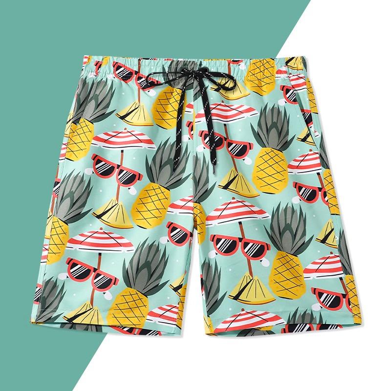 Men's Quick-Dry Casual Beach Shorts - Loose Fit, Ice Silk Swimming Trunks, Five-Point Length.