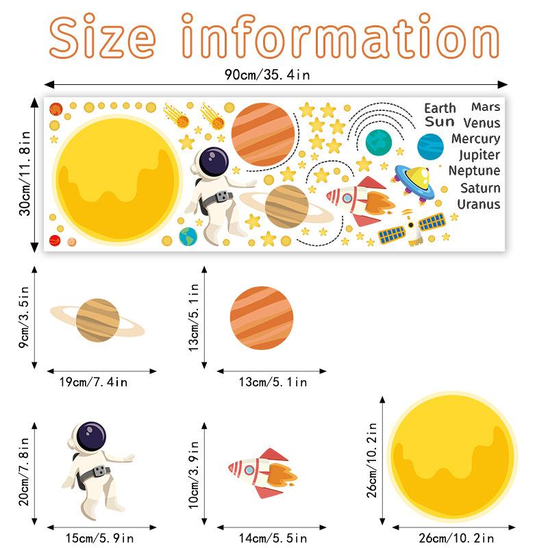 Cosmic Planet Wall Stickers Space Planet Rocket Astronaut Kindergarten Wall Decoration Children's Wall Stickers