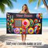 Abstract Geometric Theme Soft Beach Towel Personalized Custom Name Text Towel Portable for Beach Pool Travel