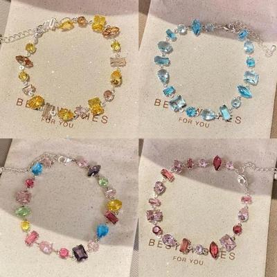 Funkelndes Zirkonia Perlenarmband Süßes Mode Kristallarmband Für Frauen Schmuck Tägliche Party Feiertags Handgelenkdekor Geschenke