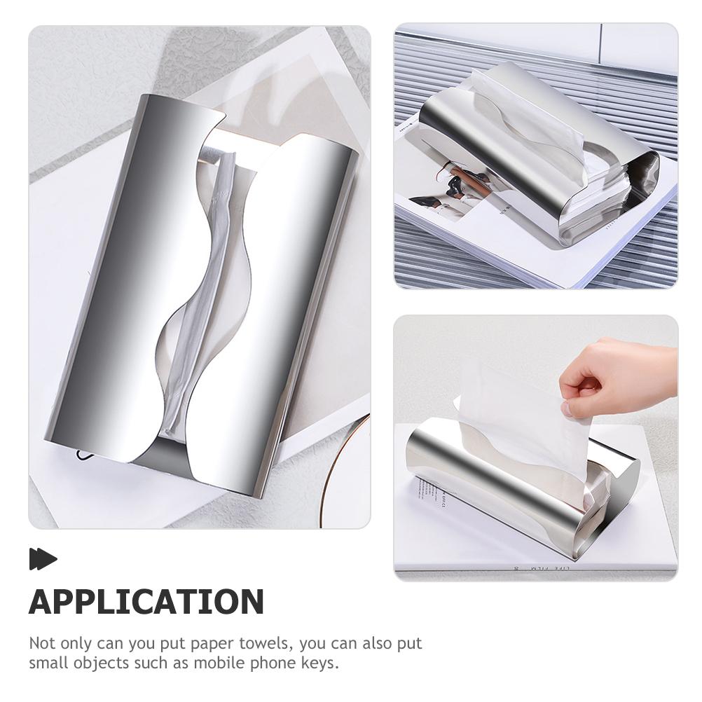 Stainless Steel Tissue Box Holder Solid Paper Dispenser Case Bathroom Storage Container Decorative Practical