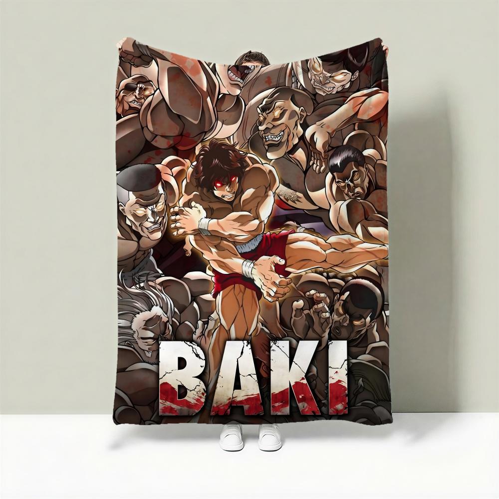 Anime B-Baki Hanma Throw Lightweight 240g Flannel Blanket Soft Skin-friendly for Summer Cooling
