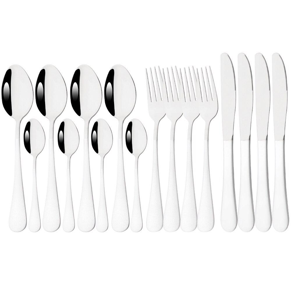 16Pcs Multicolor Dinnerware Set Stainless Steel Silverware Knife Fork Spoon Cutlery Mirror Flatware Kitchen Dinner Tableware Set