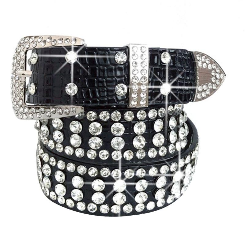 

Bling Rhinestone Belt Studded Rhinestone Belt for Jeans Fashion Cowgirl Western Jeans Belt Rhinestone Waistband Belt чёрный