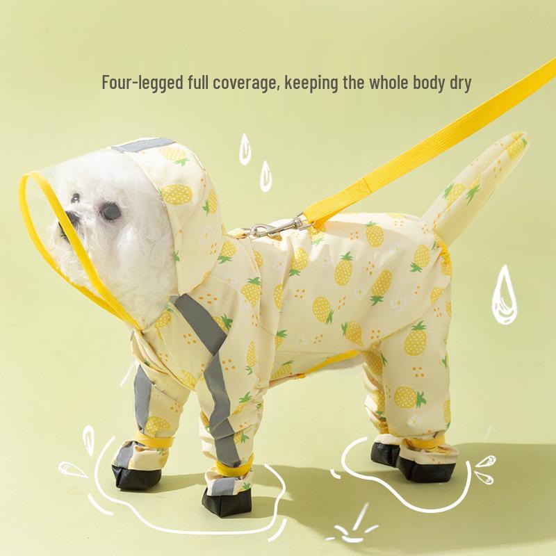 Bichon Frise Dog Raincoat: Full-Coverage, Waterproof, Four-Legged with Tail-Connected Design for Medium and Small Dogs