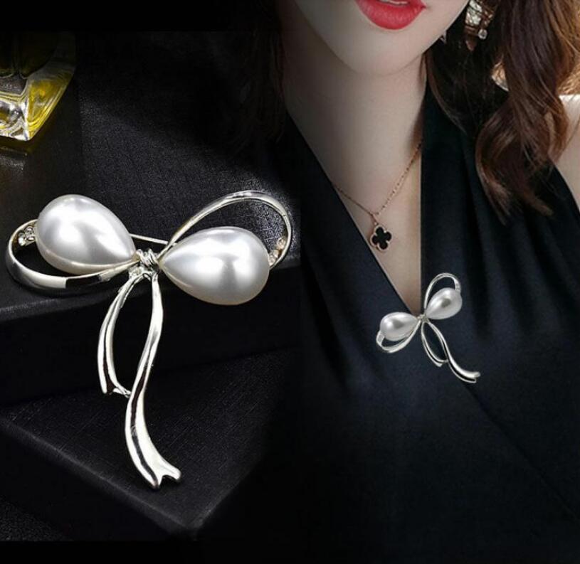 Minimalist Pearl Bow Brooch and Corsage Clip